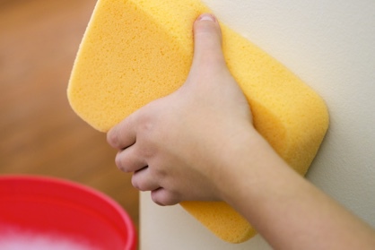 Washing down with a sponge